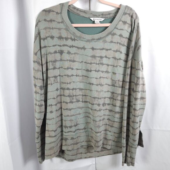 Athleta Womens Large Gray Fleece Lined Coaster Luxe Thumbhole Sweatshirt Crew - Picture 1 of 8